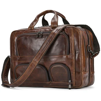 Мужской кожаный дорожный портфель на двойной молнии, мужская кожаная деловая сумка для 17-дюймового ноутбука, сумка для путешествий, сумка на колесиках 10