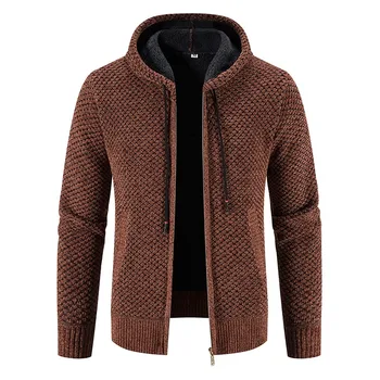 Мужской свитер, куртка Hombre, холодная блузка, осень-зима, Новая хлопковая повседневная тонкая модная толстовка с капюшоном, теплое пальто с капюшоном на молнии 11