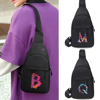 Нагрудные сумки с надписью Paint, сумка через плечо, рюкзак с USB-зарядкой, наушники, отверстие для кабеля, женская сумка-мессенджер, нагрудный пакет