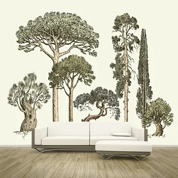 Нарисованный от руки абстрактный лесной эскиз, растительный лес, 3D обои на заказ, наклейка на стену, мебель для гостиной, спальни 16