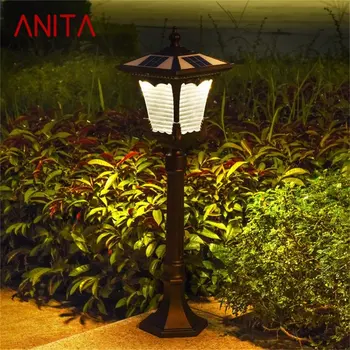 Наружные газонные фонари ANITA Солнечная Ретро Коричневая садовая лампа LED Водонепроницаемая IP65 Домашняя декоративная для дуплекса 17
