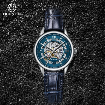 Наручные часы OCHSTIN Skeleton Man Автоматические Механические мужские часы Лучший бренд класса Люкс Спортивные Военные Мужские часы из натуральной кожи 6020 8