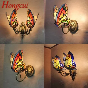 Настенные светильники Hongcui Tiffany, бра, современная светодиодная лампа-бабочка, внутреннее приспособление для украшения дома 3