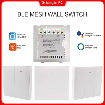Настенный переключатель BLE MESH WIFI с интеллектуальными кнопками TUYA, универсальный сетевой адаптер переменного тока 85-250 В, Работа с Alexa MESH Gateway 3