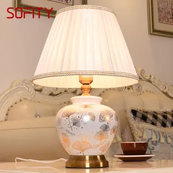 Настольная лампа SOFITY из современной керамики, креативные настольные лампы с белым затемнением, декор для дома, гостиной, прикроватной тумбочки в спальне