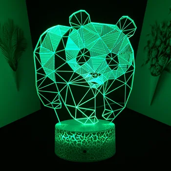 Настольная лампа с 3D-иллюзией Панда Светящееся животное для украшения детской спальни Ночник Светодиодный RGB Сенсорный ночник с дистанционным управлением