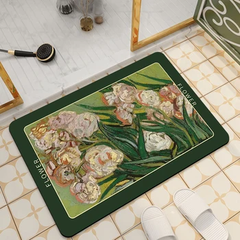 Нескользящий мягкий коврик с цветочным принтом, ретро-ковер, художественный износостойкий коврик для ванной, впитывающий влагу, не выцветающий коврик для кухни Tapis 15