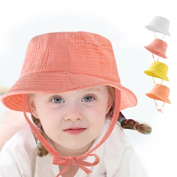 Новая детская рыбацкая шляпа из крепа и солнцезащитного крема, осенние однотонные повседневные дышащие мужские и женские шляпы 14