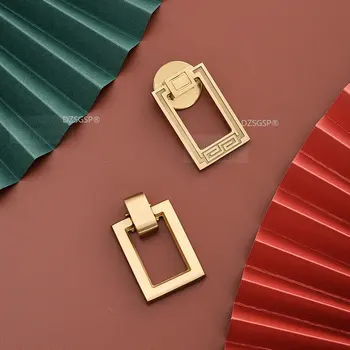 Новая Китайская Латунная Золотая Мебельная Дверная Ручка Из Чистой Меди Подвесное Кольцо Для Двери Комода Полное Медное Кольцо Подвесная Ручка Дверная Ручка 15