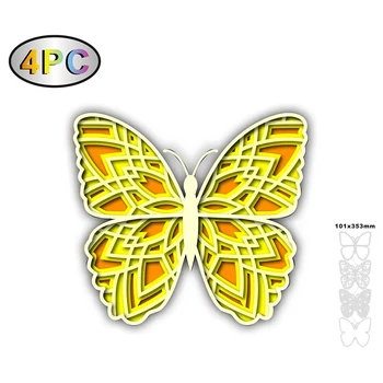 Новая многослойная металлическая форма с 3D бабочкой, штампы для вырезок / украшение альбома, тисненая бумажная открытка 
