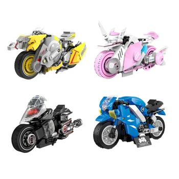 Новая модель Красочного мотоцикла Строительные блоки Фигурки Обучающий подарок для детей QJ5050-QJ5053 6