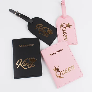 Новая обложка для паспорта King & Queen, Багажная бирка, Свадебная пара, обложка для паспорта, набор букв, дорожный держатель, обложка для паспорта