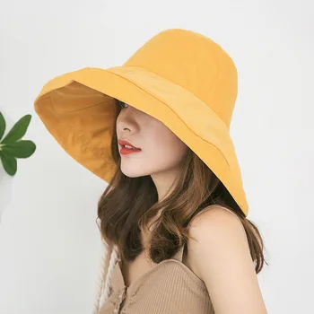 Новая солнцезащитная шляпа, летняя Складная Панама для женщин, уличная Солнцезащитная хлопковая Рыболовная охотничья кепка с защитой от ультрафиолета, Широкополая солнцезащитная шляпа-ведро