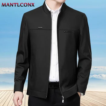 Новейшая однотонная деловая мужская куртка, мужская приталенная верхняя одежда, мужская куртка на молнии, мужская весенняя тонкая куртка, мужская ветровка 5