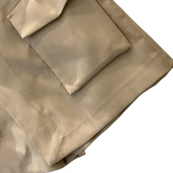 Новинка 2023 года, женские Асимметричные Короткие карманы-карго из льняной ткани С клапанами, Однотонный уличный шик, Потрясающий модный дизайн, Модный M 10