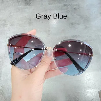 Новые женские модные солнцезащитные очки винтажного люксового бренда Солнцезащитные очки Женские очки с океанскими линзами без полей UV400 Oculos De Sol