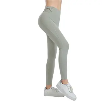Новый дизайн, леггинсы для йоги с высокой талией, подтягивающие бедра, облегающие спортивные брюки, Быстросохнущие спортивные штаны для фитнеса 12