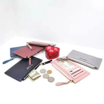 Новый мужской и женский маленький кошелек из искусственной кожи, портмоне, сумка для карт, клатч на молнии, мини-ультратонкая сумочка-кошелек 13