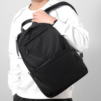 Новый повседневный мужской деловой рюкзак, нейлоновый однотонный студенческий школьный рюкзак большой емкости, дорожный рюкзак для книг, водонепроницаемые сумки 6
