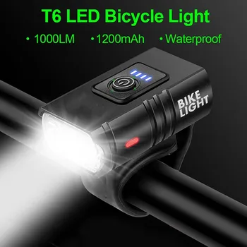 Новый светодиодный велосипедный фонарь 1000LM USB с дисплеем перезаряжаемой мощности MTB, Передняя лампа для велосипеда по горной дороге, Фонарик, велосипедное снаряжение 10