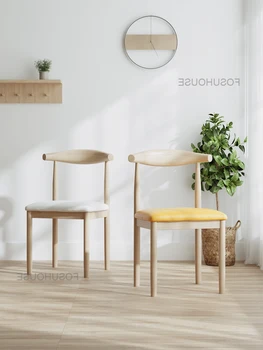 Обеденный стул в скандинавском стиле, стул из железного рога для семейной спальни, простой современный обеденный стол, Простая спинка табурета, кухонная мебель 16