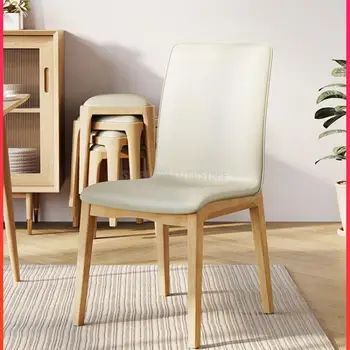 Обеденный стул из массива дерева Home Nordic Современный Простой роскошный стул со спинкой Дизайнерский стул 14