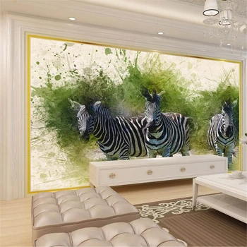 обои wellyu papel de parede на заказ, ручная роспись, художественная идиллия, свежие обои в американском стиле с изображением зебры, домашний декор 16