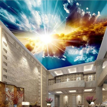 обои wellyu на заказ 3d голубое небо белые облака потолок гостиной спальни фреска zenith 3d украшение фон для телевизора обои 9