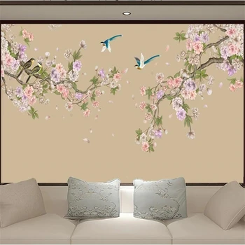 обои на заказ beibehang 3d фреска бегония новая китайская ручная роспись ручкой и цветочным фоном декоративная роспись 3D обои 12