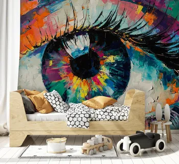Обои на заказ Абстрактное изображение глаза Картина маслом в ярких цветах Обои для стен Домашний декор Papel Mural Adhesivo