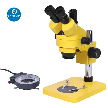 Одновременный Промышленный Тринокулярный Стереомикроскоп С Непрерывным Увеличением 7X-45X Для Ремонта Электронной Пайки Печатных Плат Телефонов 13