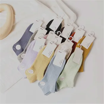 Однотонные хлопчатобумажные носки-лодочки с двойной иглой, женские носки ярких цветов, 100% хлопок, Day System, милые короткие носки в полоску. 4