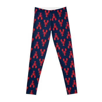 Омары - Красный цвет на темно-синих леггинсах, тренировочная одежда для женщин, женские брюки 15