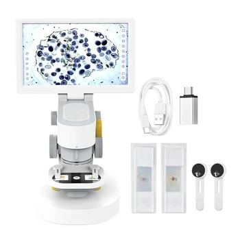 Перезаряжаемый цифровой микроскоп 1200X с экраном HD 9 дюймов и разрешением 1080 пикселей, интеллектуальный микроскоп для обнаружения клещей, научное образование 17