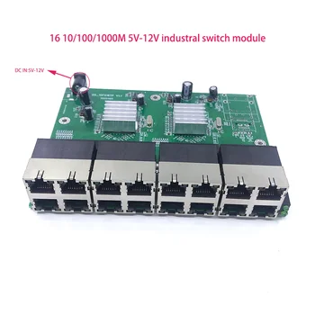 Переключатель 1000M неуправляемые 16port 10/100/1000м промышленный Ethernet коммутатор модуль доска PCBA OEM авто-зондирования порты