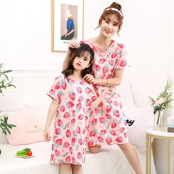 Платье для мамы и дочки Пижамы для девочек Детские пижамы Семейные платья для мамы и меня Женская ночная одежда Ночные рубашки для мамы и дочки