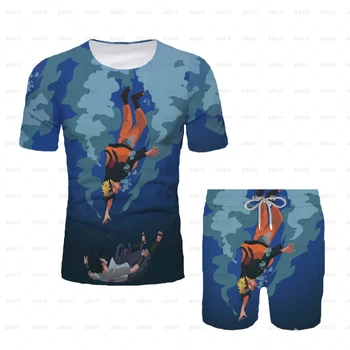 Повседневный комплект для мальчиков, детская модная футболка с короткими рукавами и брюками для девочек с героями мультфильмов, костюм из 2 предметов, детский спортивный костюм 6