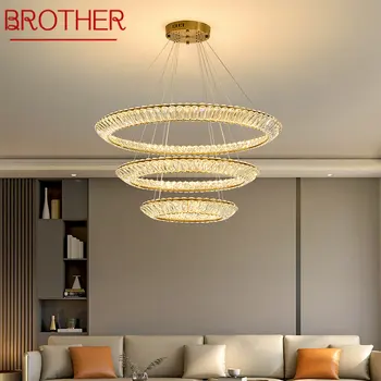 Подвесной светильник BROTHER Nordic Modern Ring, светодиодная круглая хрустальная люстра, Креативный светильник, роскошь для гостиной, декора спальни на вилле 4