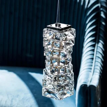 Подвесной светильник IWP из хромированного хрусталя, роскошный подвесной светильник Для украшения помещений, светодиодная лампа для гостиной, фоновая лампа для спальни 15