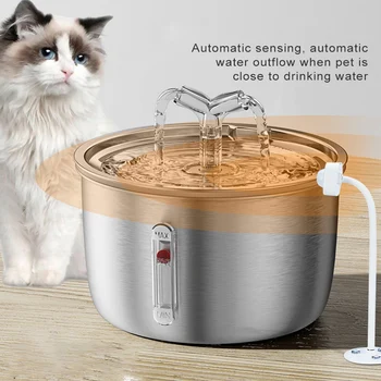 Поилка для кошек, Автоматические фонтанчики для домашних животных из нержавеющей Стали, Дозатор воды, Бесшумный насос, Миска для воды для собак 13