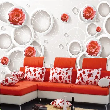 пользовательские фотообои beibehang 3D стереоскопический круг из цветов розы декоративная фреска фон настенная живопись для гостиной 5