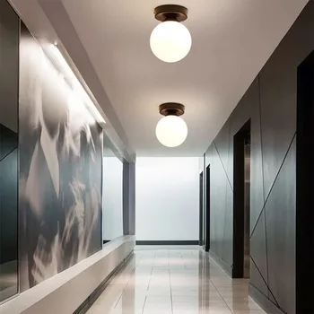 Потолочный светильник в скандинавском стиле со стеклянным шаром, внутреннее освещение, Оформление коридора, гостиной, Обеденные столы, Современный светильник в стиле ар-деко для дома 6