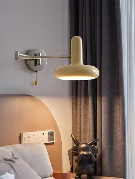 Прикроватный светильник в скандинавском стиле, белый, современный креативный, с регулируемым вращением, выдвижной внутренний настенный светильник, бра для спальни 11
