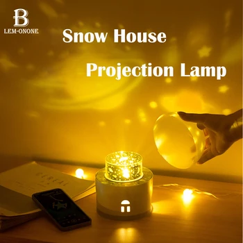 Проекционный светильник в виде снежного домика с музыкой, перезаряжаемый, 3 цвета, светодиодный ночник, 3 рисунка, Атмосферная лампа, праздничный подарок для детей 1
