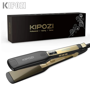 Профессиональный титановый утюжок для выпрямления волос KIPOZI с цифровым ЖК-дисплеем, плойка для завивки волос с мгновенным нагревом двойного напряжения, Щипцы для завивки волос с двойным напряжением
