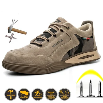 Рабочая Защитная обувь 2023, Легкие Защитные ботинки, мужские Рабочие кроссовки, Обувь с железным носком, Защитная кевларовая Стелька 15