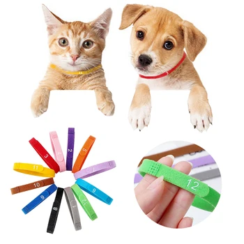 Разноцветные ошейники для сортировки домашних животных, ошейники для отпечатков ног, ошейники для новорожденных щенков, кошек, ожерелье для идентификации щенка собаки, кошки