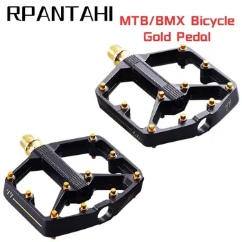 Регулируемые велосипедные золотые педали RPANTAHI с 3 подшипниками, сверхлегкие, совместимые с велосипедными деталями из алюминиевого сплава MTB Mountain Bike BMX 8