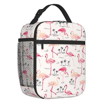 Ретро Птица Фламинго, тропические растения, Изолированные сумки для ланча для женщин, Портативный термоохладитель, коробка для Бенто, Кемпинг на открытом воздухе, путешествия 14