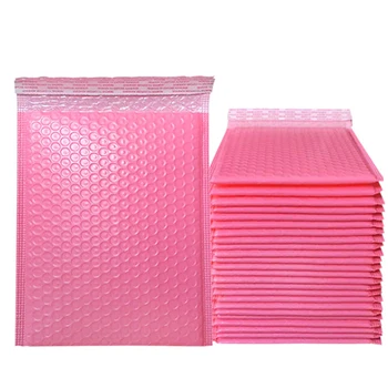 Розовые сумки-конверты, пузырчатая почтовая рассылка, почтовые пакеты с самозаклеивающейся печатью, упаковка для доставки в пузырчатом виде, мягкий конверт для бизнеса 9